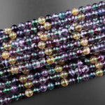 AAA Natural Rainbow Fluorite 6mm 8mm 10mm Round Beads Vibrant Multicolor Purple Green Honey Golden Yellow Gemstone 15.5" Strand