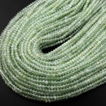 AAA Faceted Natural Green Prehnite Rondelle Beads 4mm 6mm 15.5" Strand