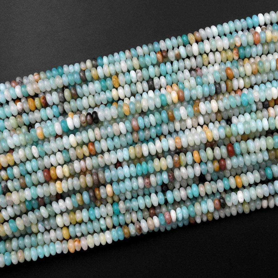 Natural Blue Amazonite 4mm Rondelle Saucer Beads 15.5" Strand