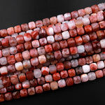 Faceted Natural Moroccan Red Agate 8mm Cube Beads 15.5" Strand