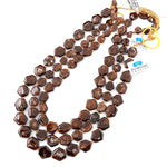Natural Golden Brown Dravite Tourmaline Hexagon Beads Hand Cut Flat Cushion Slice Gemstone 15.5" Strand