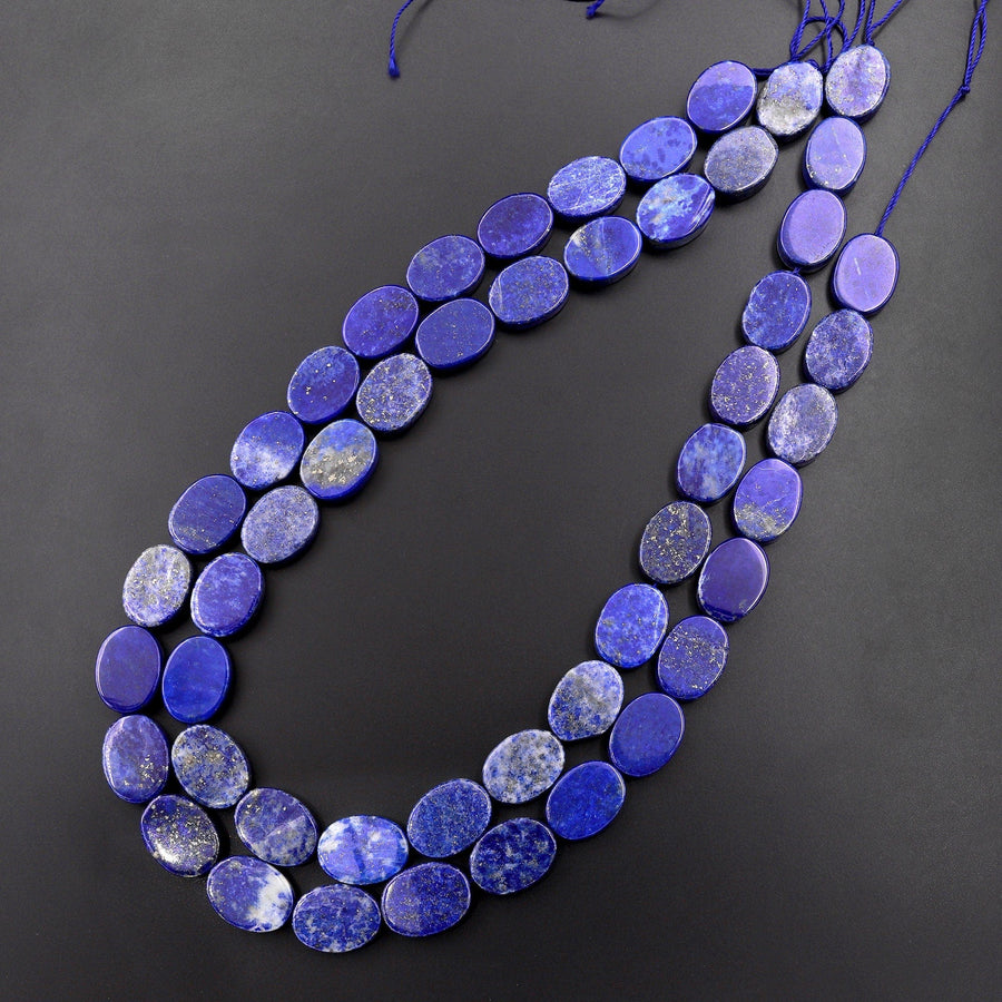 Natural Blue Lapis Smooth Oval Beads 15.5" Strand