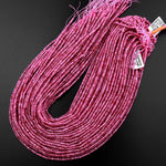 AAA Faceted Natural Pink Tourmaline Rondelle 3mm Beads Micro Laser Diamond Cut Gemstone 15.5" Strand