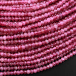 AAA Faceted Natural Pink Tourmaline Rondelle 3mm Beads Micro Laser Diamond Cut Gemstone 15.5" Strand