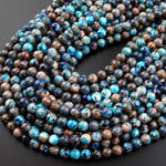 Ocean Blue Sea Sediment Jasper Smooth Round Beads 4mm 6mm 8mm 10mm Aka Impression Imperial Jasper 15.5" Strand