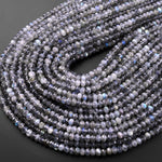 Faceted Labradorite Rondelle Beads 4mm 6mm Brilliant Rainbow Blue Flashes Fire 15.5" Strand