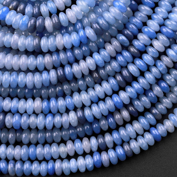 Natural Blue Aventurine 4mm Smooth Rondelle Beads Thin Saucer 15.5" Strand