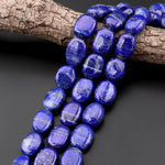 AAA Natural Blue Lapis Puffy Oval Nugget Beads 15.5" Strand