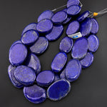 AAA Huge Natural Blue Lapis Smooth Oval Nugget 30mm Beads 15.5" Strand