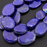 AAA Huge Natural Blue Lapis Smooth Oval Nugget 30mm Beads 15.5" Strand