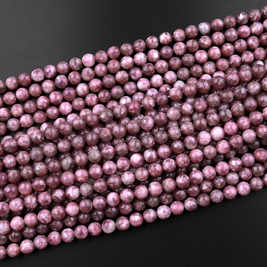 Natural Maroon Purple Lepidolite 4mm 6mm 8mm 10mm Round Beads High Quality Gemstone 15.5" Strand