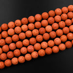 Natural Volcanic Lava 6mm 8mm 10m Round Bead Burnt Orange 15.5" Strand