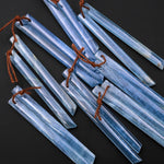 Rare Natural Argentina Lemurian Aquatine Blue Calcite Super Long Linear Spike Earring Pairs Drilled Matched Gemstone Beads