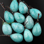 Natural Russian Amazonite Teardrop Pendant Side Drilled Aqua Sea Blue Green Gemstone