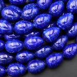 AAAAA Large Natural Blue Lapis Smooth Puffy Teardrop Vertically Drilled Beads 15.5" Strand