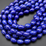 AAAAA Large Natural Blue Lapis Smooth Puffy Teardrop Vertically Drilled Beads 15.5" Strand