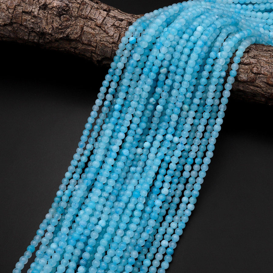 Natural Blue Hemimorphite 4mm 6mm Round Beads 15.5" Strand