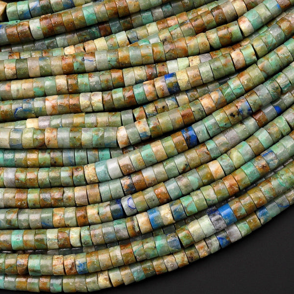 Natural Chrysocolla 4mm Heishi Rondelle Beads 15.5" Strand