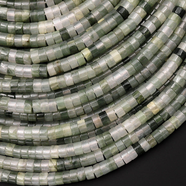 Natural Green Quartz 4mm Heishi Rondelle Beads 15.5" Strand