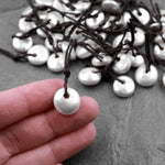 Natural White Coin Pearl Pendant W/ Large Drill Hole Focal Bead