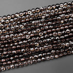 Faceted Natural Smoky Quartz Coin Beads 6mm Flat Disc Dazzling Micro Diamond Cut Gemstone 15.5" Strand