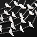 AAA Iridescent Carved Natural White Mother of Pearl Shell Fetish Bird Beads Choose from 10pcs, 20pcs