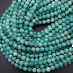 Rare Natural Russian Amazonite Beads 6mm 8mm 10mm Round Beads Seafoam Blue Green Colors 15.5" Strand