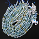 Natural Multicolor Blue Green Canary Yellow Aquamarine 6mm 8mm Smooth Round Beads 15.5" Strand