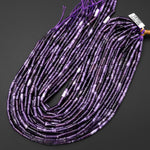 Natural Purple Lepidolite Thin Long Tube Beads 15.5" Strand