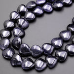 Sparkling Blue Goldstone Heart Beads 14mm 15.5" Strand