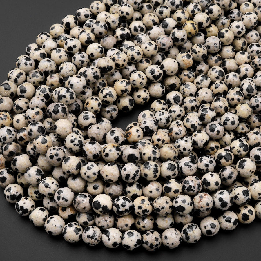 Natural Dalmatian Jasper 4mm Smooth Round Gemstone Beads Strand - 11551 Natural Dalmatian Jasper 4mm Smooth Round Gemstone Beads Strand - 11551