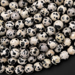 Faceted Natural Dalmatian Jasper Beads 4mm 6mm 8mm 10mm Round Beads 15.5" Strand