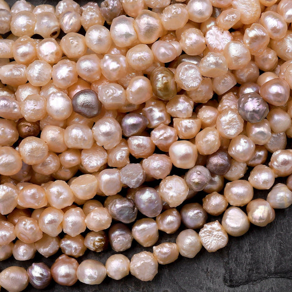 Stylish Natural Flat Small Pearl Freshwater Pearl Beads With Silver Co –  AmpearlBeads