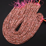 Natural Pink Autumn Jasper 4mm Heishi Beads 15.5" Strand