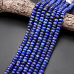 Faceted Natural Blue Lapis Lazuli Rondelle Beads 8mm 10mm 15.5" Strand
