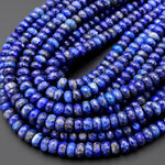 Faceted Natural Blue Lapis Lazuli Rondelle Beads 8mm 10mm 15.5" Strand