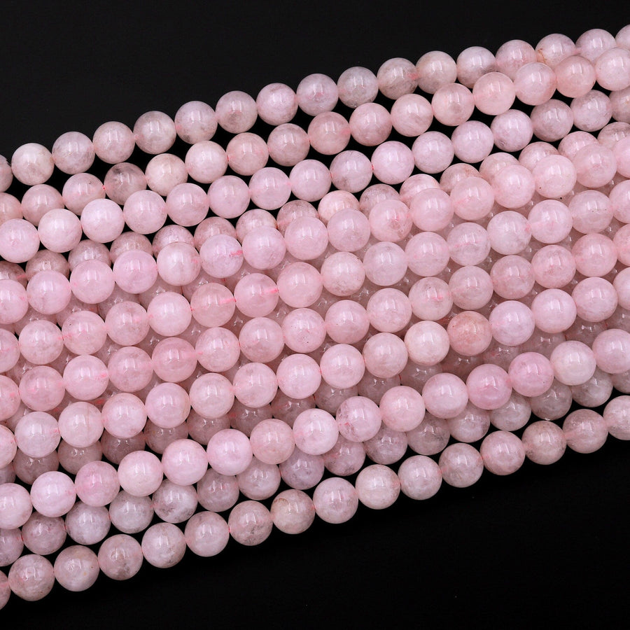 AA Natural Morganite Beads Smooth 6mm 8mm 10mm Round Beads Pink Beryl Aquamarine Gemstone 15.5" Strand