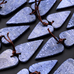 Natural Real Genuine Blue Sponge Coral Long Heart Earring Pair Drilled Gemstone Matched Beads