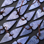 Natural Real Genuine Blue Sponge Coral Long Heart Earring Pair Drilled Gemstone Matched Beads