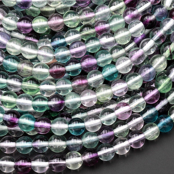 AAA Natural Fluorite Beads 6mm Round Pastel Purple Green Gemstone 15.5" Strand