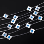 AAA Iridescent Natural White Mother of Pearl Shell Blue Evil Eye 4 Leaf Clover Beads 6mm 8mm 10mm Choose from 5 pcs, 10pcs