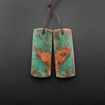 Natural African Green Opal Earring Flat Rectangle Cabochon Cab Pair Drilled Matched Gemstone Bead Pair