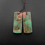 Natural African Green Opal Earring Flat Rectangle Cabochon Cab Pair Drilled Matched Gemstone Bead Pair