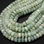 Natural Green Prehnite Wheel Thick Rondelle 12mm Center Drilled Disc Gemstone 15.5" Strand
