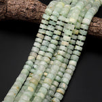 Natural Green Prehnite Wheel Thick Rondelle 12mm Center Drilled Disc Gemstone 15.5" Strand