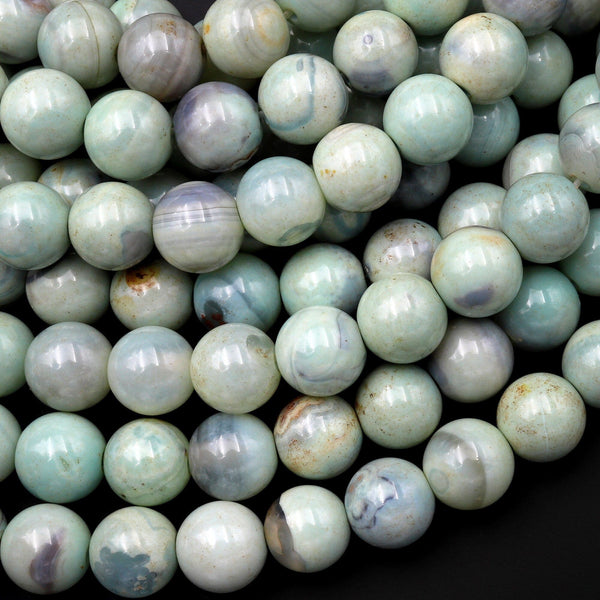 Mint Green Aqua Terra Agate 6mm 8mm 10mm 12mm Round Beads Aka Dragon's Eye 14" Strand
