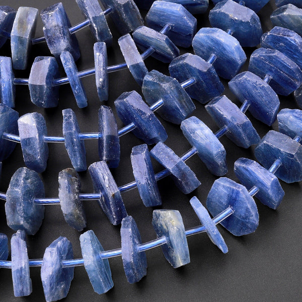 Faceted Natural Blue Kyanite Hexagon Heishi Disc Rondelle Bead Center Drilled 15.5" Strand