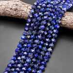 Natural Blue Lapis Faceted Hexagon Cylinder Rondelle Beads 10mm 15.5" Strand