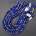 Natural Blue Lapis Faceted Hexagon Cylinder Rondelle Beads 10mm 15.5" Strand