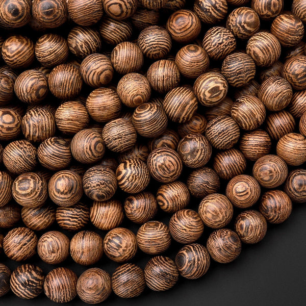 Natural African Wenge Wood Beads 6mm 8mm 10mm 12mm Great For Mala Prayer Meditation Therapy 15.5" Strand